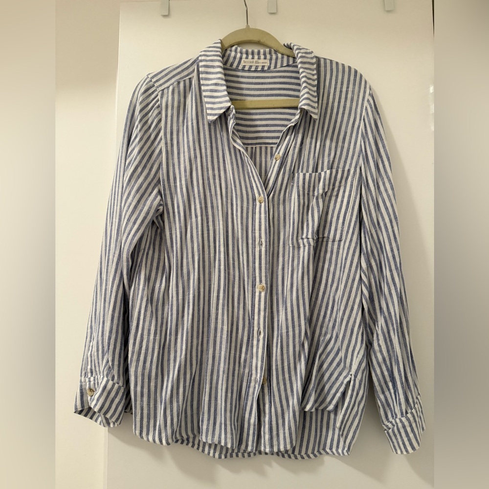 Striped Blue & White Button-Up Shirt
